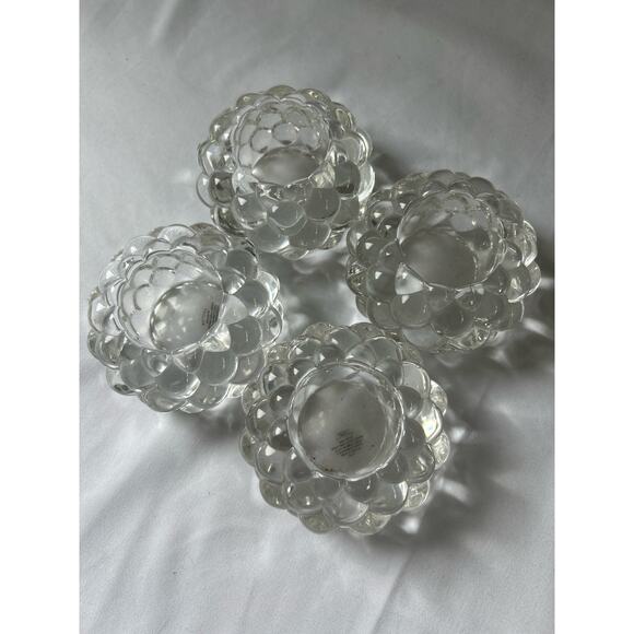 Crystal Raspberry Bubble Votive Candle Holders set of 4 - Picture 3 of 10